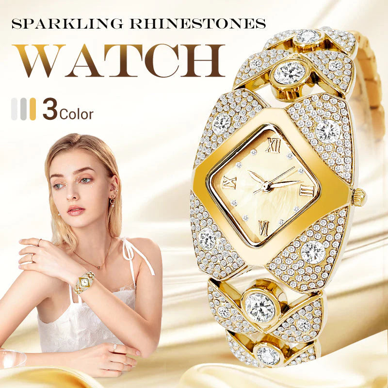 Ceas retro cu cuarț pentru femei cu strasuri strălucitoare⌚