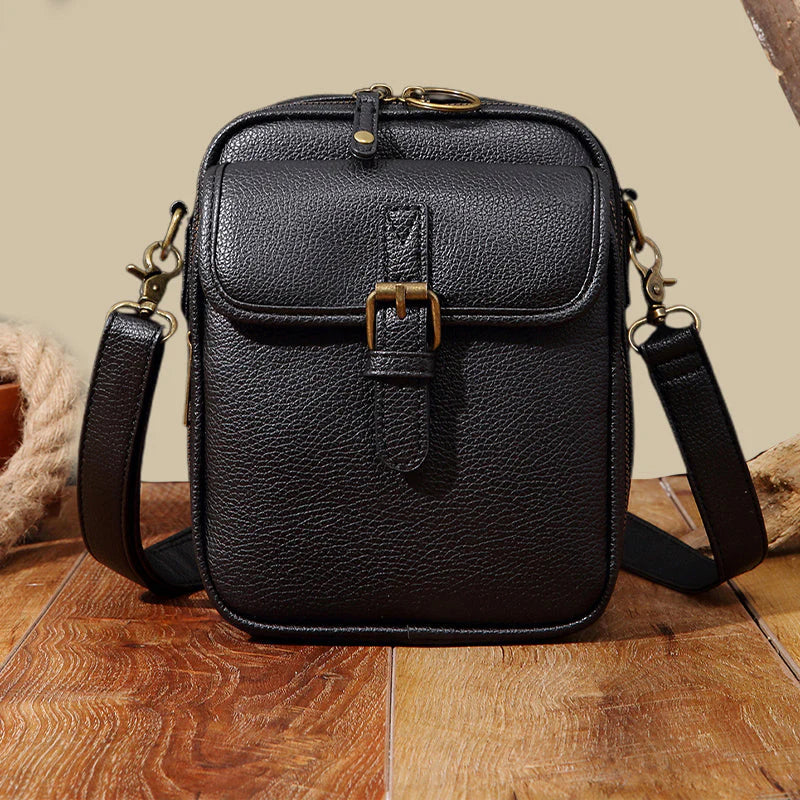 Geantă de umăr casual tip crossbody 【Piele autentică, retro, capacitate mare】