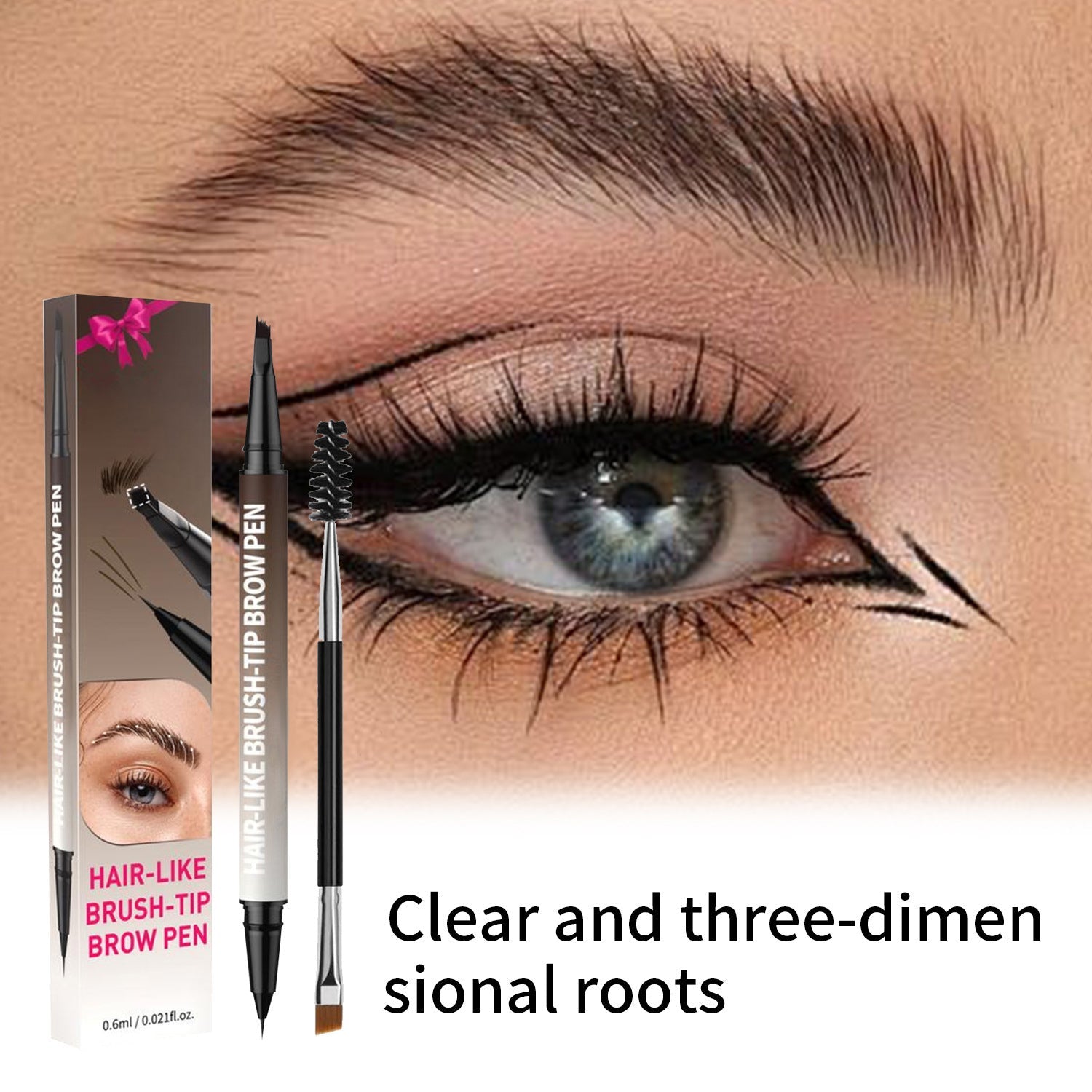 Creion de sprâncene Microblading 2 în 1 (include o pensulă pătrată pentru sprâncene)