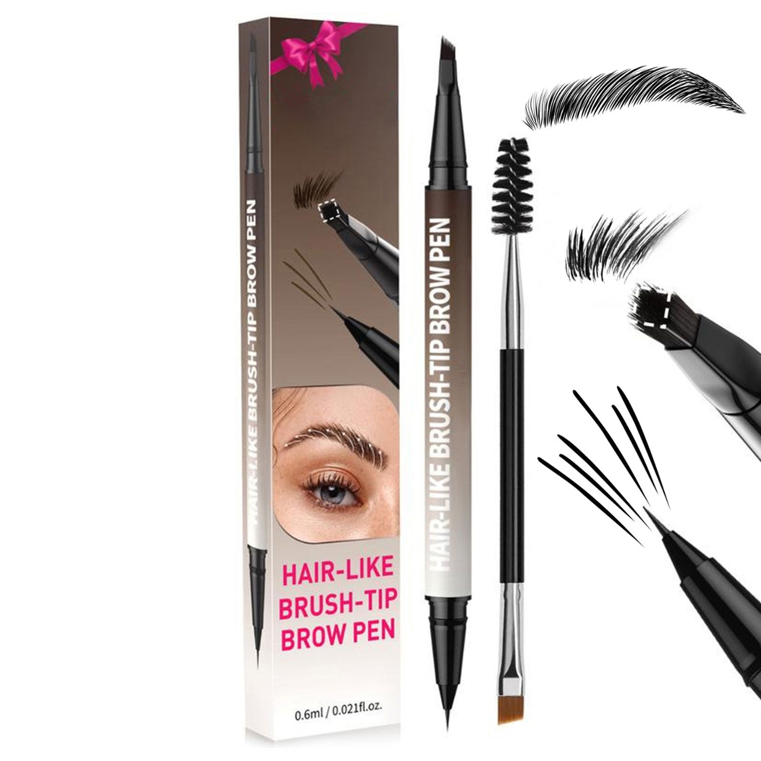 Creion de sprâncene Microblading 2 în 1 (include o pensulă pătrată pentru sprâncene)