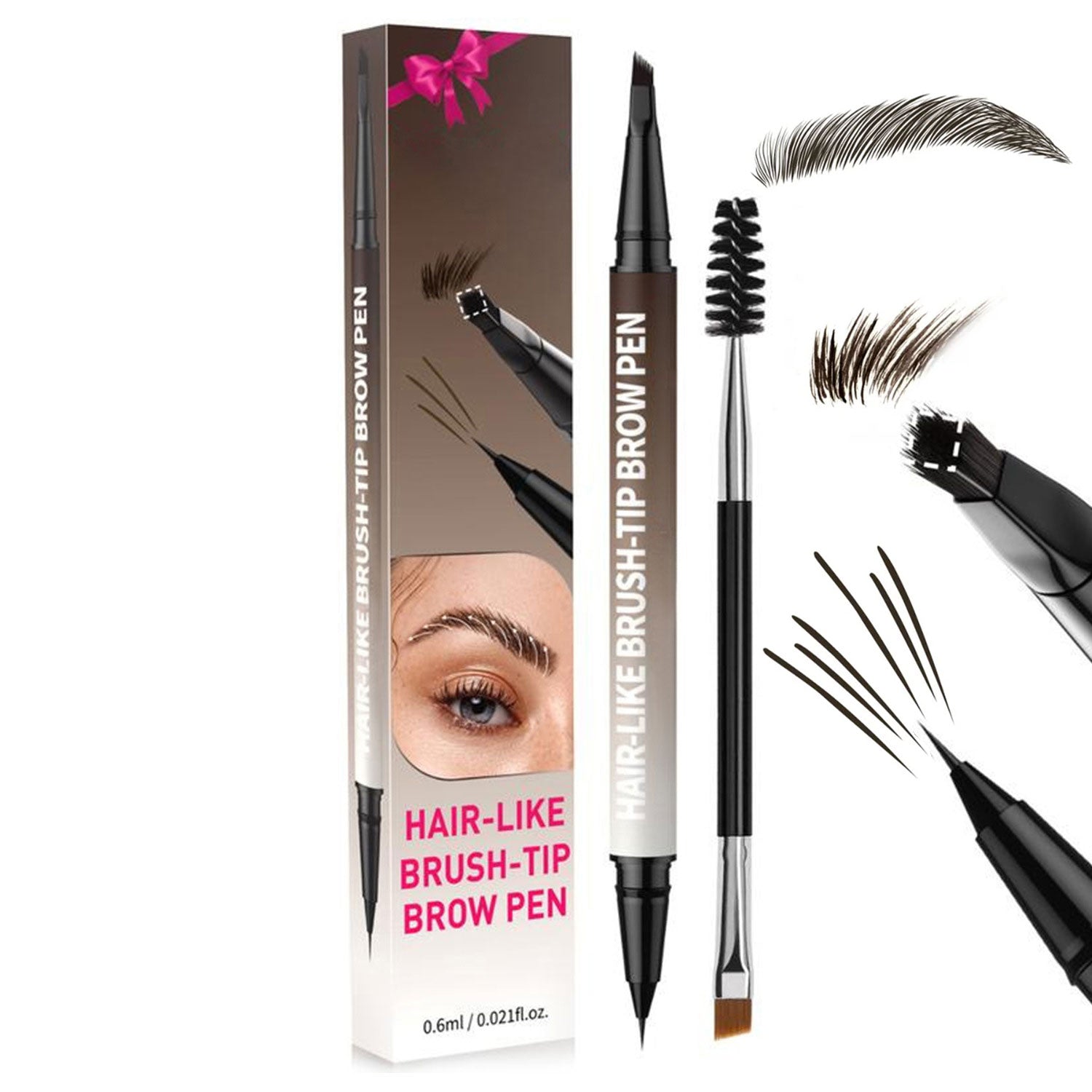 Creion de sprâncene Microblading 2 în 1 (include o pensulă pătrată pentru sprâncene)