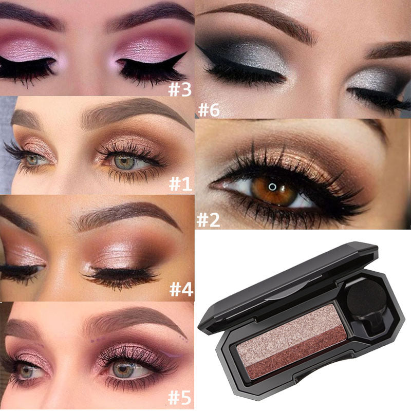 Fard de pleoape bicolor 【cu pensulă + oglindă de machiaj】