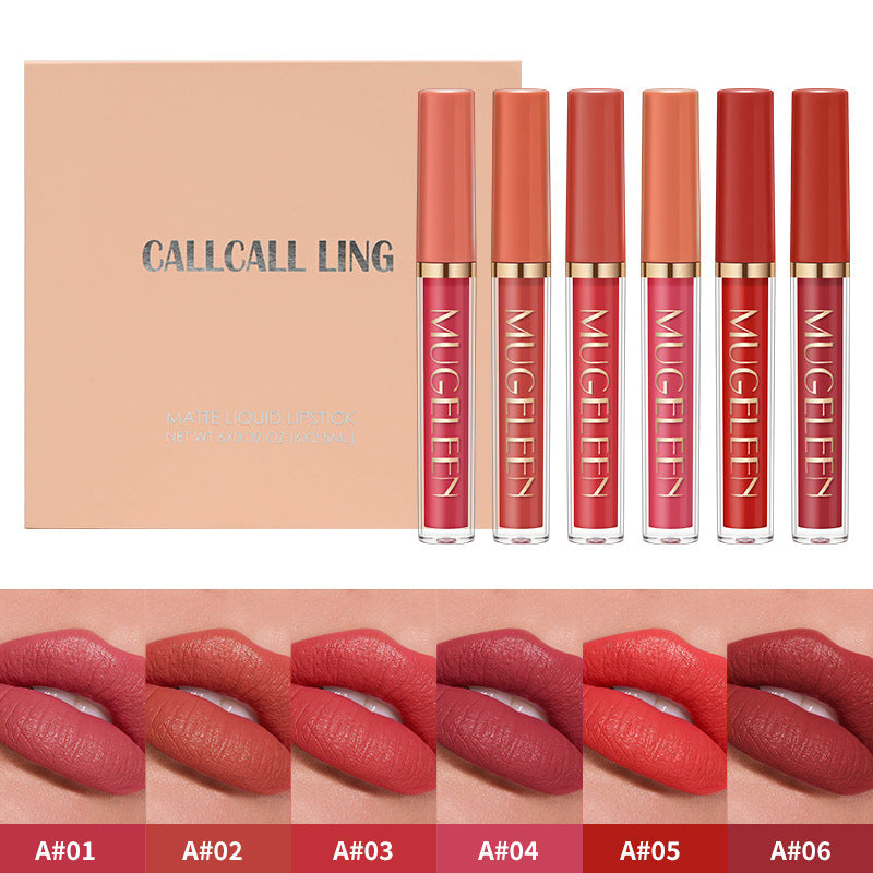 【✨Instant Blend, Îmbrățișează farmecul 2 în 1】 Set de glazură de buze antiaderentă - Catifea mată (6 bucăți)