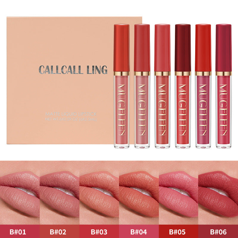 【✨Instant Blend, Îmbrățișează farmecul 2 în 1】 Set de glazură de buze antiaderentă - Catifea mată (6 bucăți)