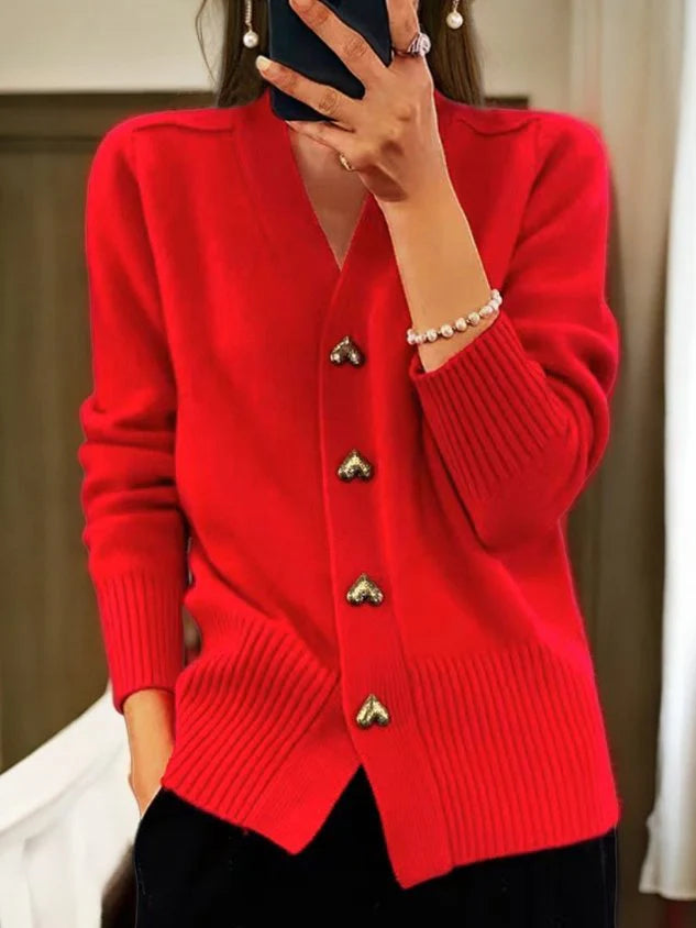 Cardigan casual din lână tricotată cu nasturi pentru femei 【Confortabil și călduros】