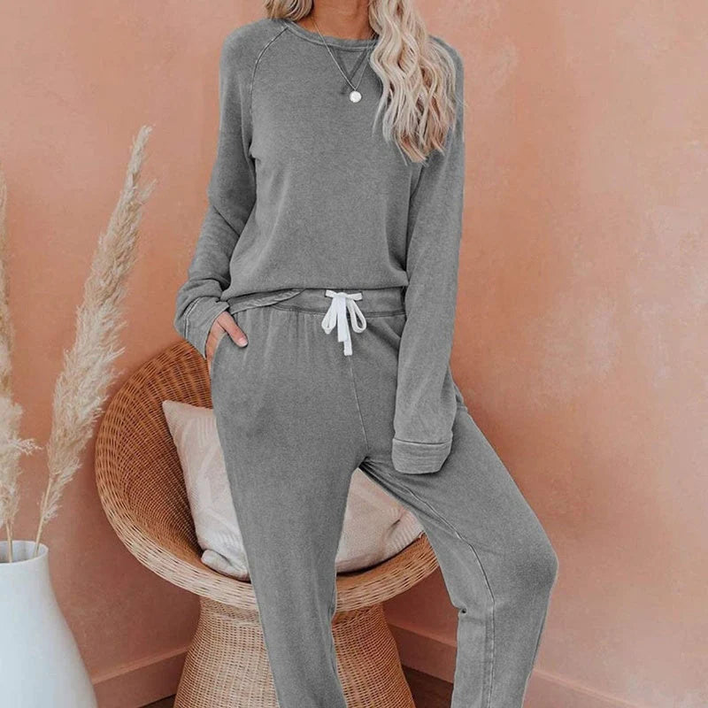 Set de 2 piese pentru femei, format din top și pantaloni, lejer, casual