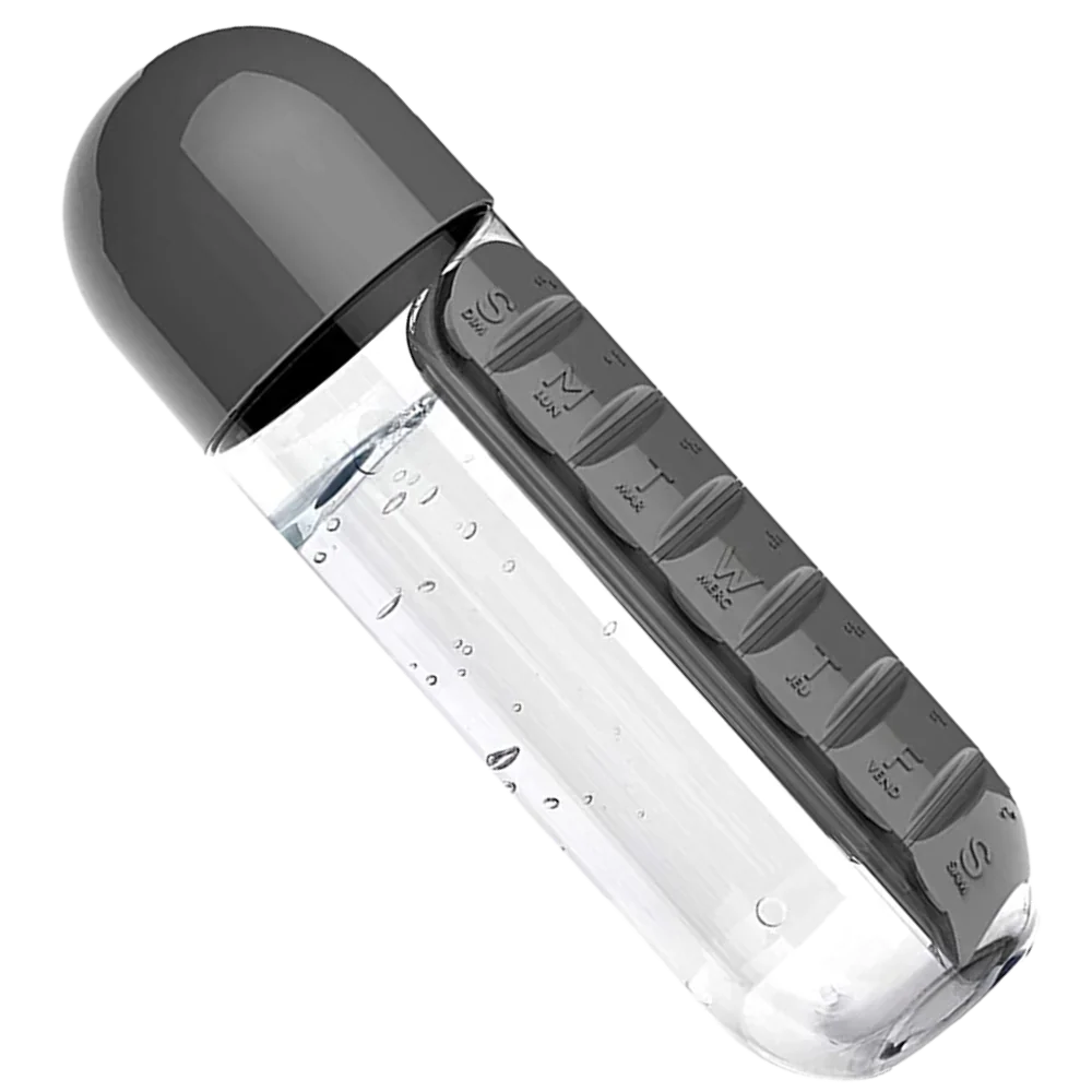 Sticlă de apă cu cutie pentru pastile - ✅Rezolvă problema uitării de a lua medicamentele