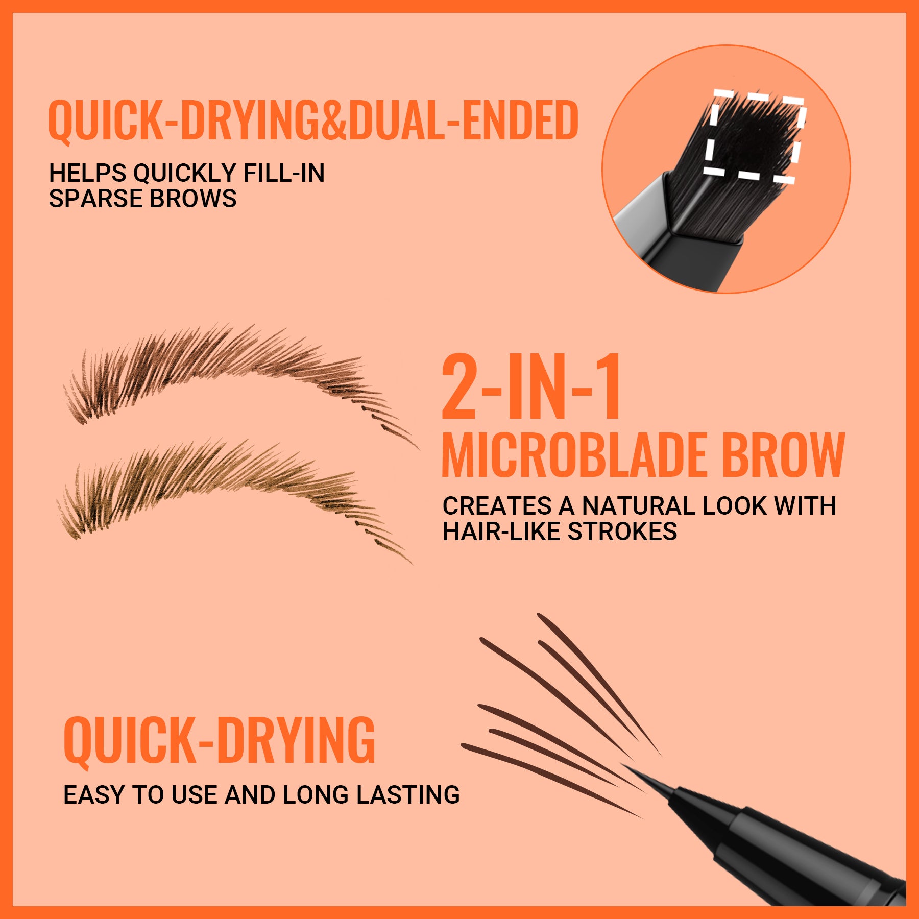 Creion de sprâncene Microblading 2 în 1 (include o pensulă pătrată pentru sprâncene)