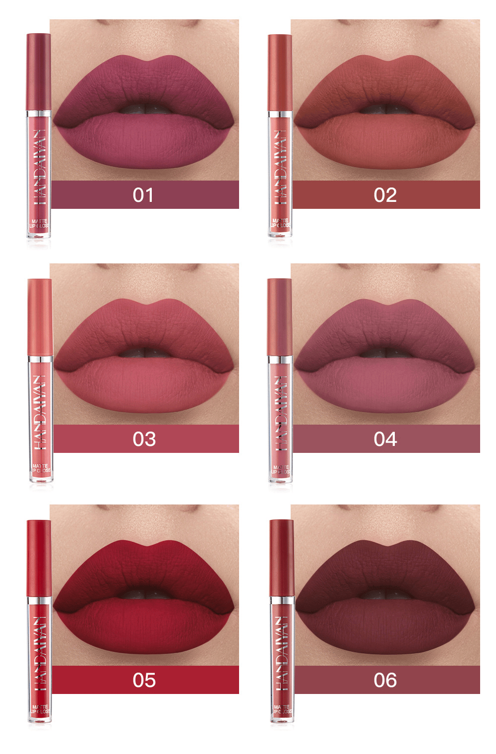 【✨Instant Blend, Îmbrățișează farmecul 2 în 1】 Set de glazură de buze antiaderentă - Catifea mată (6 bucăți)