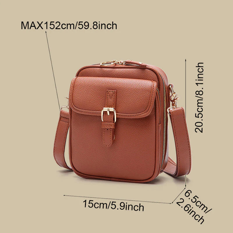 Geantă de umăr casual tip crossbody 【Piele autentică, retro, capacitate mare】