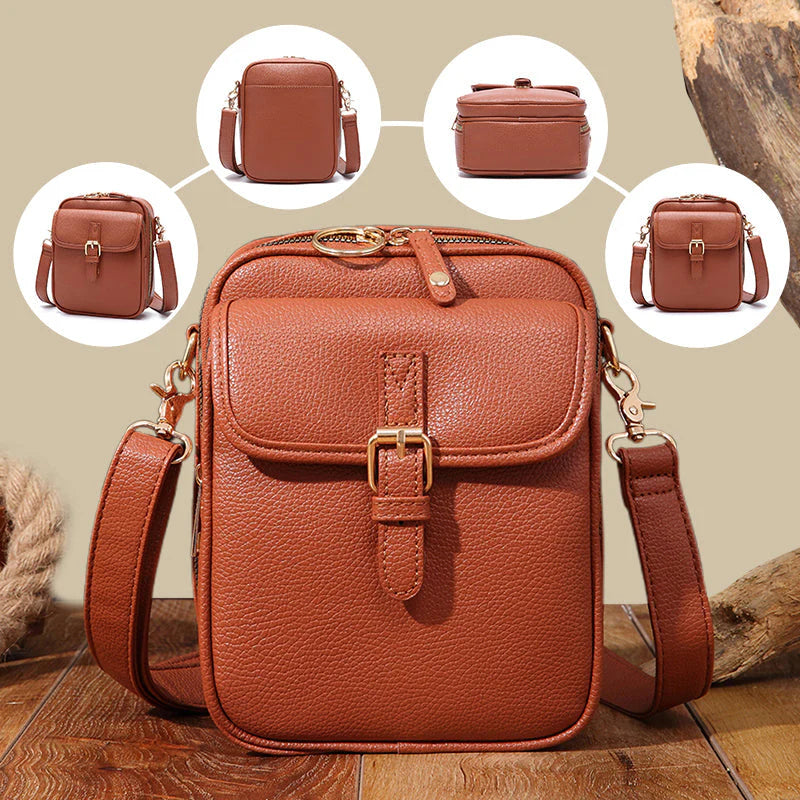 Geantă de umăr casual tip crossbody 【Piele autentică, retro, capacitate mare】