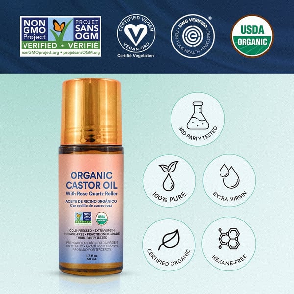 ✨ Roll-on cu ulei de ricin organic - Pentru o piele radiantă, păr bogat și relaxare
