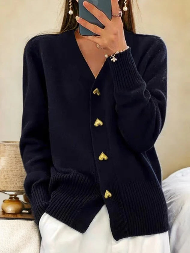 Cardigan casual din lână tricotată cu nasturi pentru femei 【Confortabil și călduros】