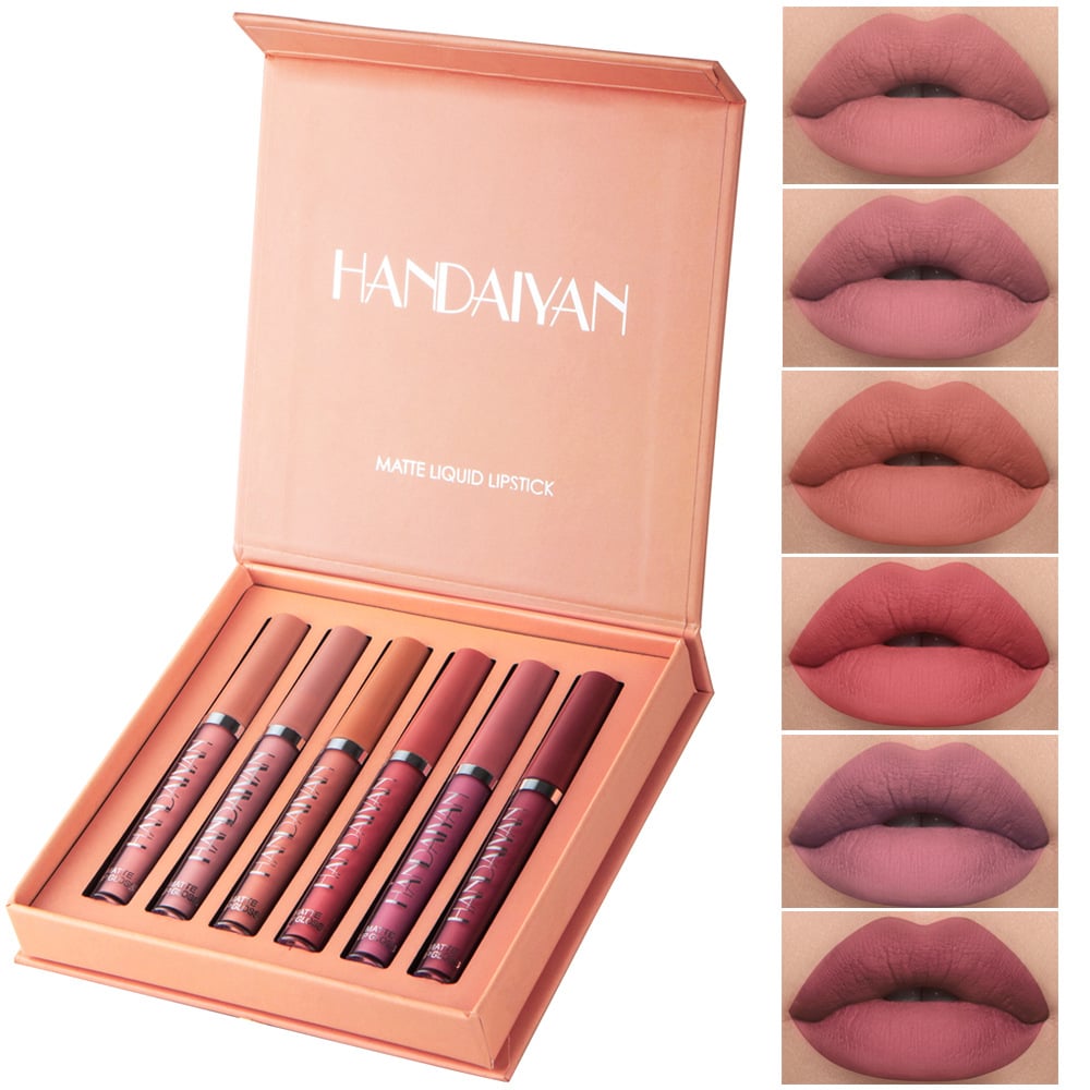 【✨Instant Blend, Îmbrățișează farmecul 2 în 1】 Set de glazură de buze antiaderentă - Catifea mată (6 bucăți)