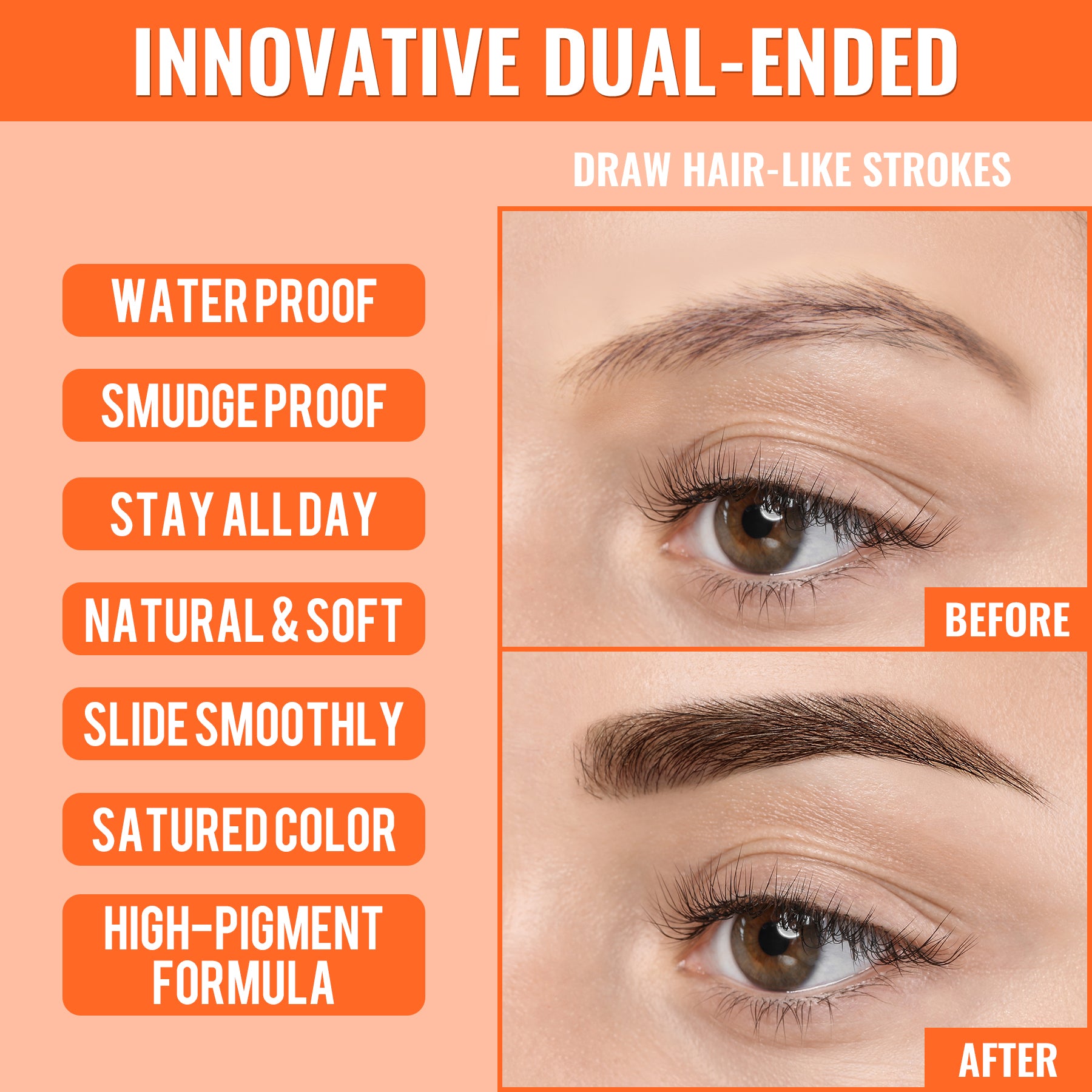 Creion de sprâncene Microblading 2 în 1 (include o pensulă pătrată pentru sprâncene)