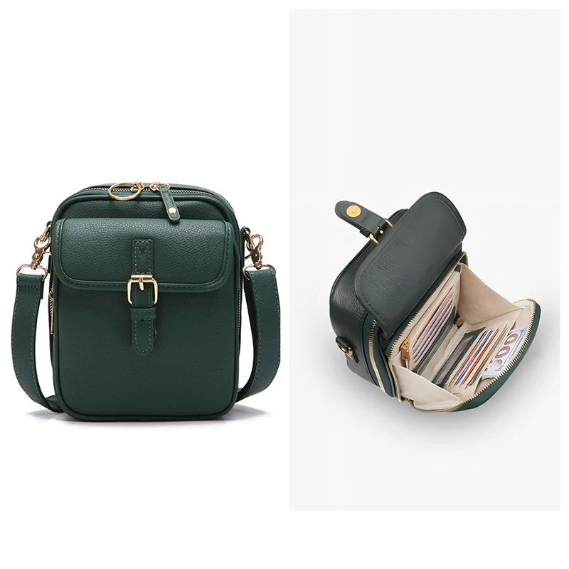 Geantă de umăr casual tip crossbody 【Piele autentică, retro, capacitate mare】