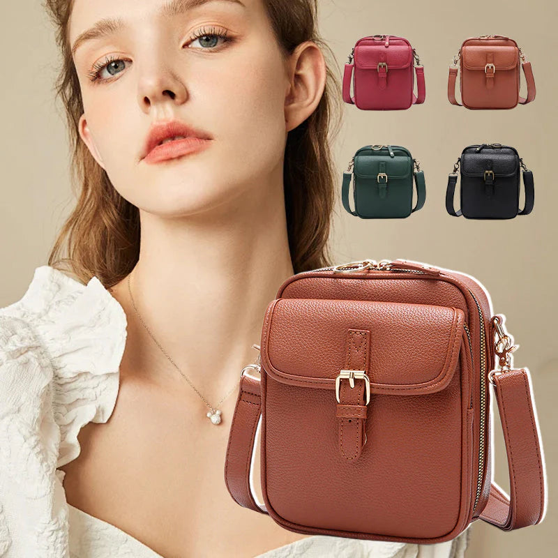 Geantă de umăr casual tip crossbody 【Piele autentică, retro, capacitate mare】
