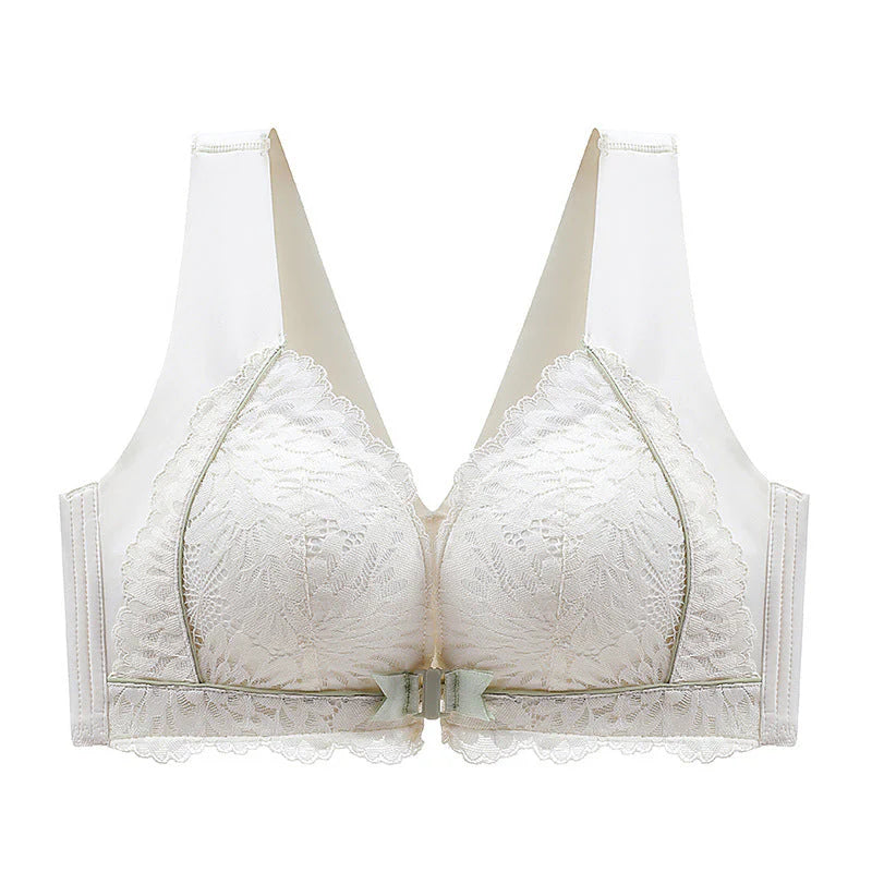 【Grosime/Subțime opțională】Sutien de damă din dantelă cu închizătoare frontală, push-up și anti-lăsare