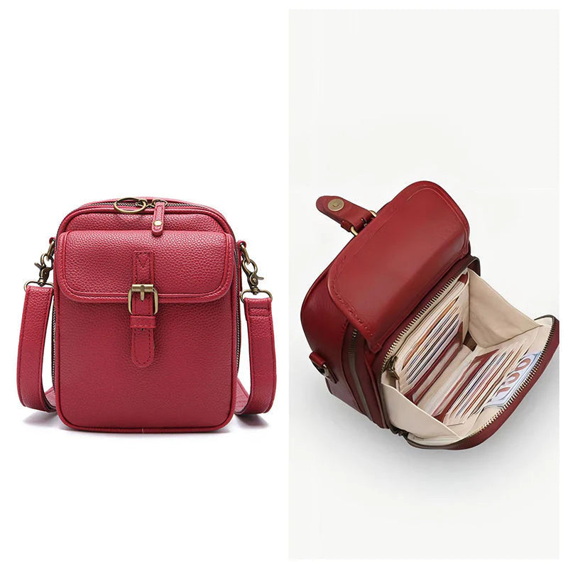 Geantă de umăr casual tip crossbody 【Piele autentică, retro, capacitate mare】