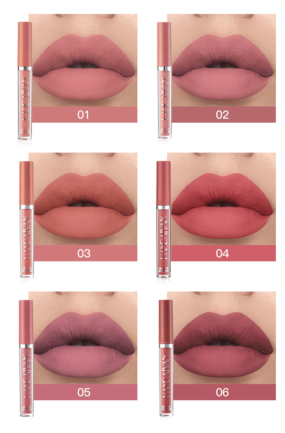 【✨Instant Blend, Îmbrățișează farmecul 2 în 1】 Set de glazură de buze antiaderentă - Catifea mată (6 bucăți)