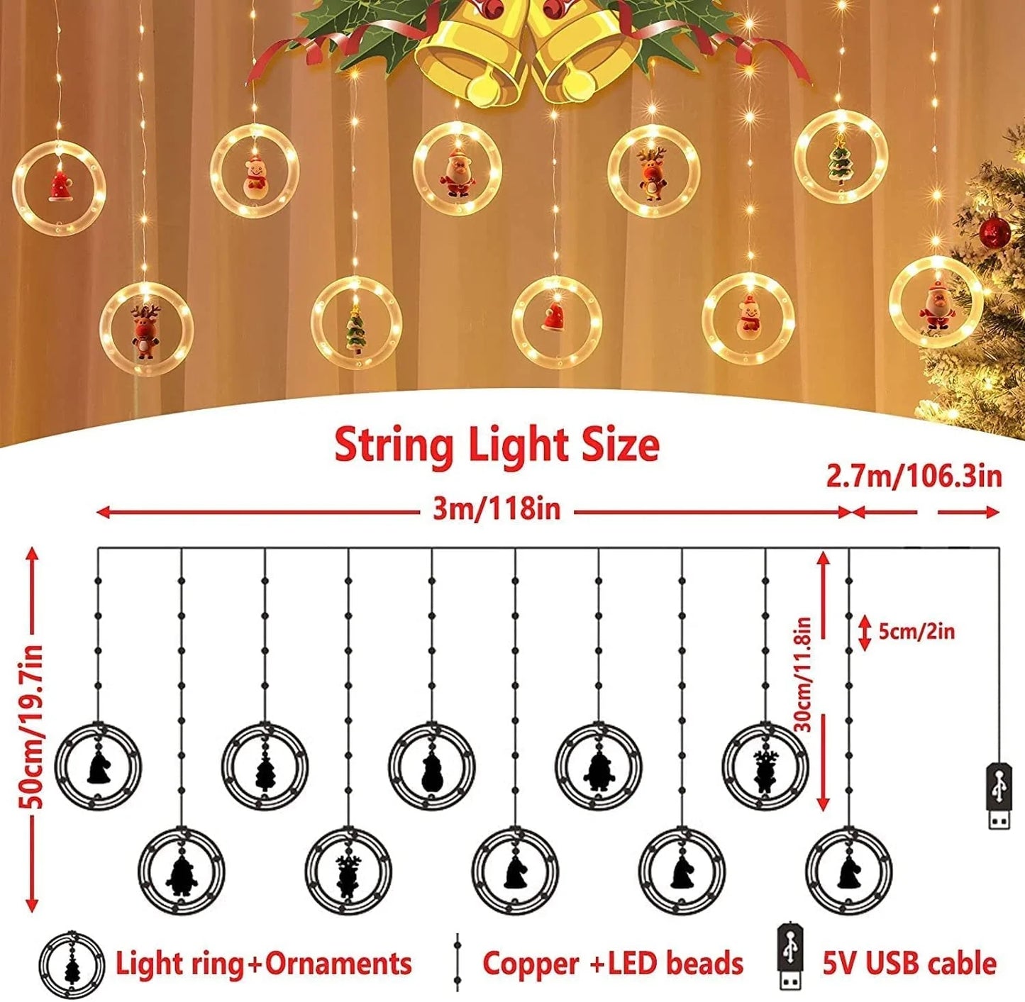 Ghirlandă luminoasă 3D de Crăciun