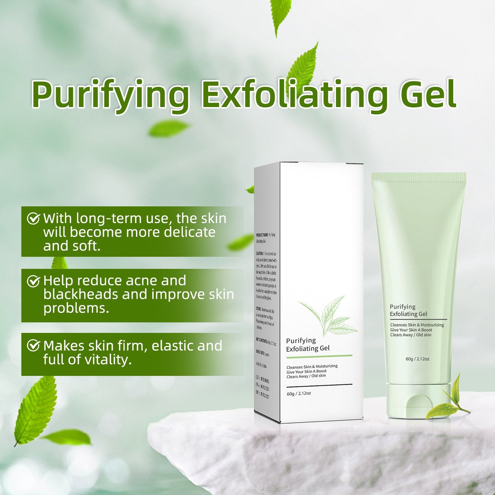 ✨Gel exfoliant purificant GreTeam. Curăță porii și mângâie ușor fața.