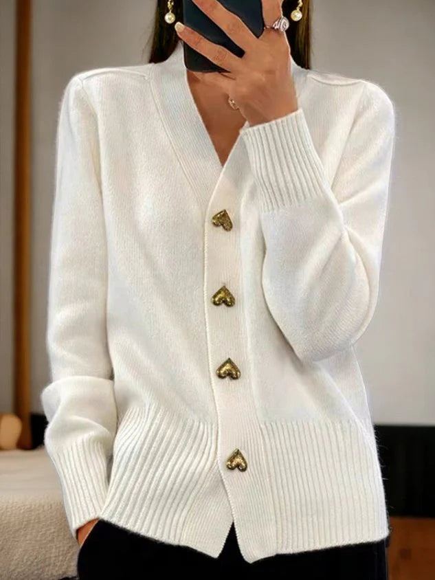 Cardigan casual din lână tricotată cu nasturi pentru femei 【Confortabil și călduros】
