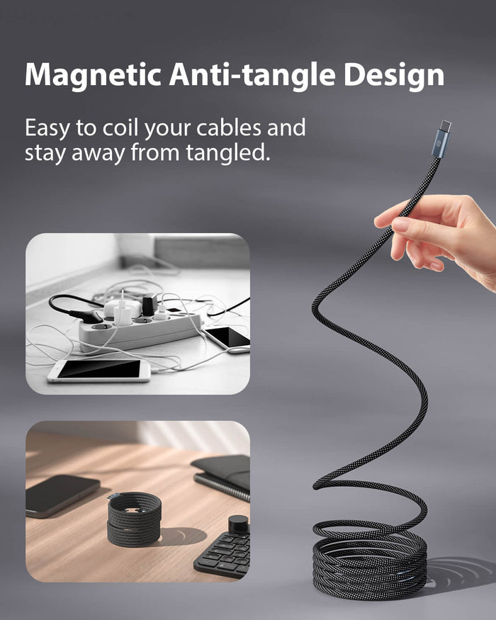 MagCable | Cablu magnetic anti-încurcare [Încărcare sigură, rapidă și portabilitate ușoară]