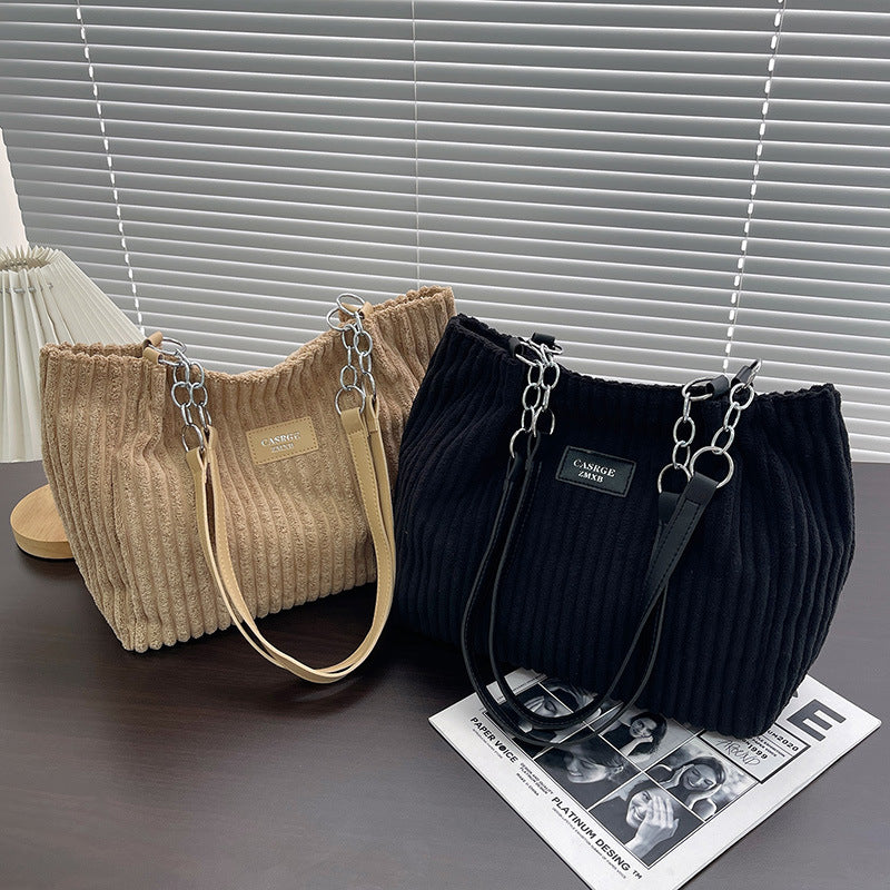 【✨Simplu și elegant! 】Julia™ | Geantă tote din catifea reiată de bumbac 👝