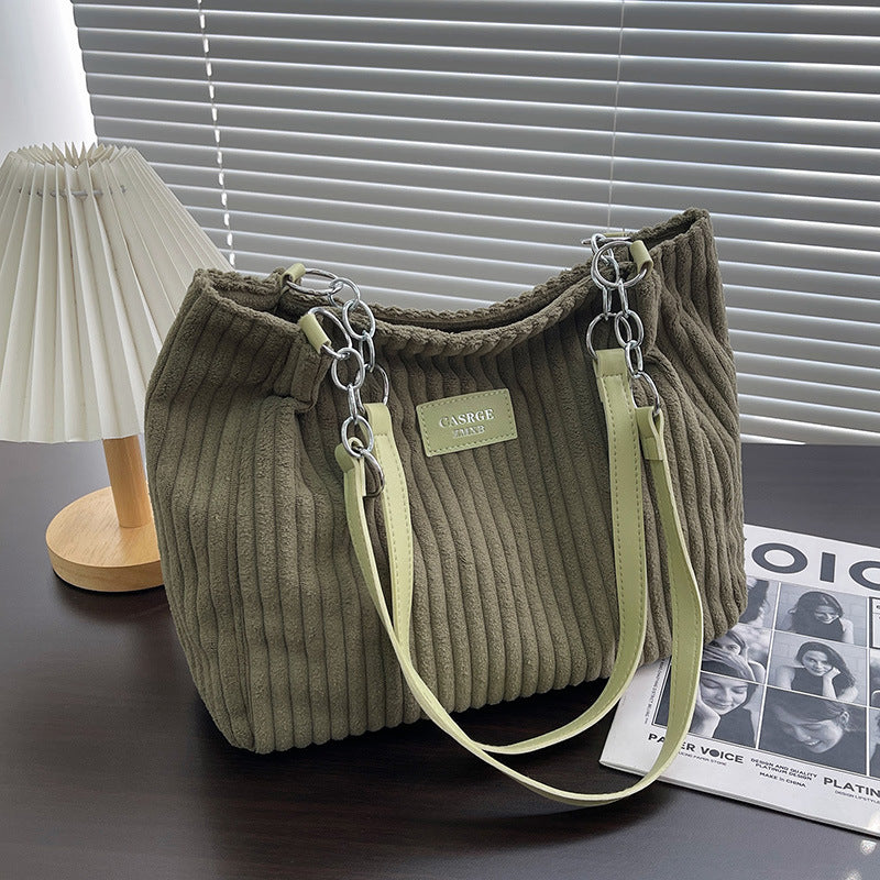 【✨Simplu și elegant! 】Julia™ | Geantă tote din catifea reiată de bumbac 👝