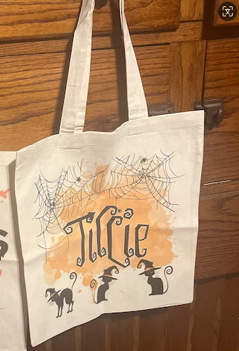 Geantă de pânză personalizată cu tematică de Halloween - Geantă cu model și nume personalizate