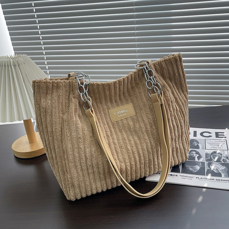 【✨Simplu și elegant! 】Julia™ | Geantă tote din catifea reiată de bumbac 👝