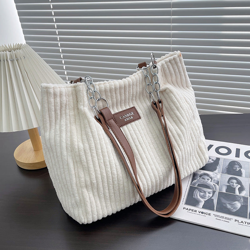 【✨Simplu și elegant! 】Julia™ | Geantă tote din catifea reiată de bumbac 👝