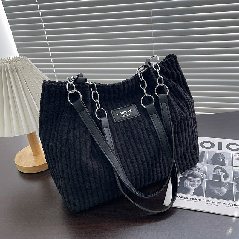 【✨Simplu și elegant! 】Julia™ | Geantă tote din catifea reiată de bumbac 👝