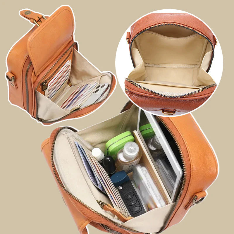Geantă de umăr casual tip crossbody 【Piele autentică, retro, capacitate mare】