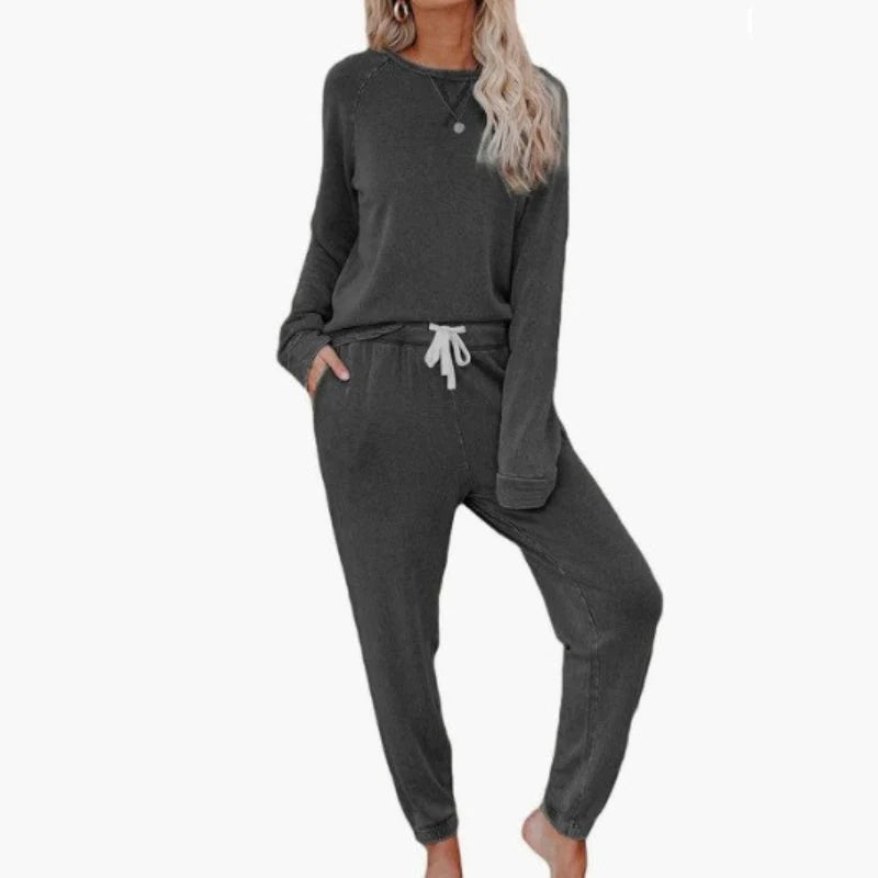Set de 2 piese pentru femei, format din top și pantaloni, lejer, casual