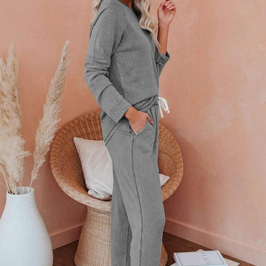 Set de 2 piese pentru femei, format din top și pantaloni, lejer, casual