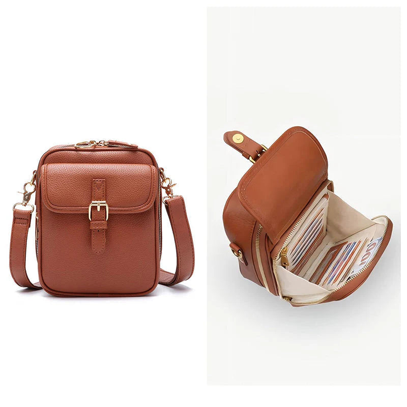 Geantă de umăr casual tip crossbody 【Piele autentică, retro, capacitate mare】