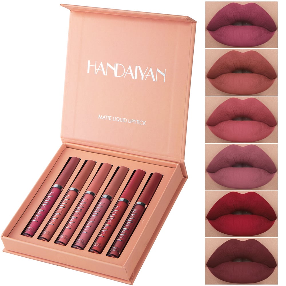 【✨Instant Blend, Îmbrățișează farmecul 2 în 1】 Set de glazură de buze antiaderentă - Catifea mată (6 bucăți)