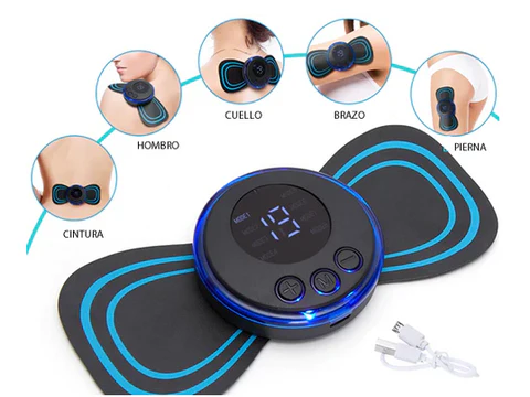 Aparat de masaj portabil cu 8 moduri și afișaj LCD – mini stimulator muscular pentru ameliorarea durerii