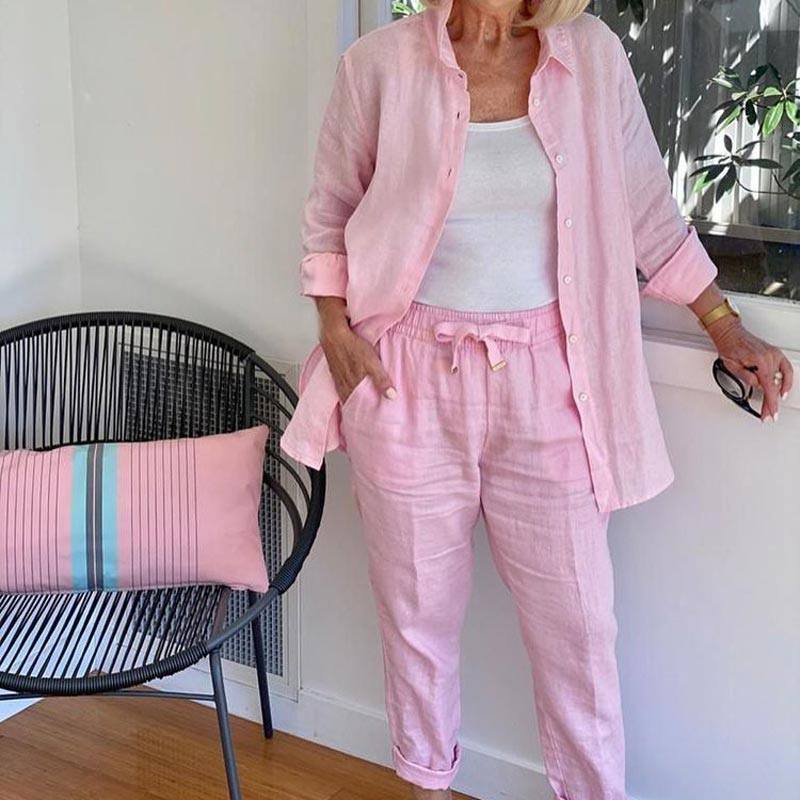 Topuri și pantaloni cu mânecă lungă din bumbac și in 【casual și elegant】