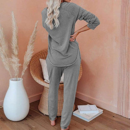 Set de 2 piese pentru femei, format din top și pantaloni, lejer, casual
