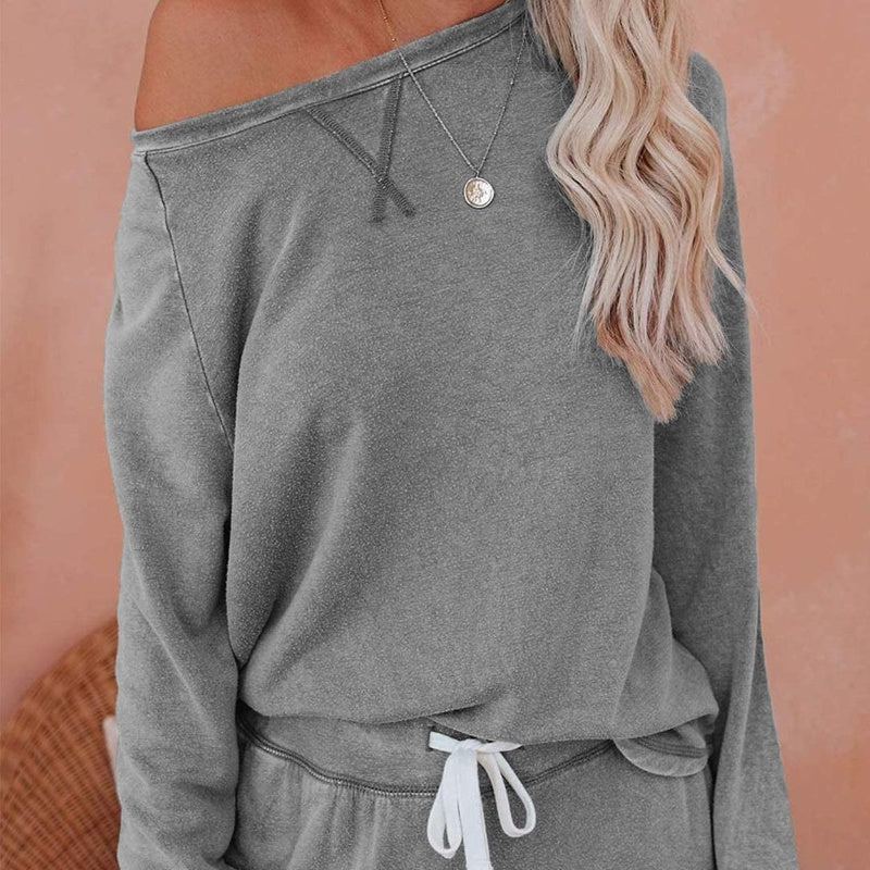 Set de 2 piese pentru femei, format din top și pantaloni, lejer, casual